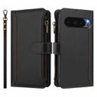 For Google Pixel 10 Pro XL 5G Magnetic Closure 9 Card Slots Zipper Leather Case with Hand Strap(Black) - 2