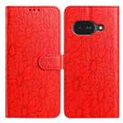 For Google Pixel 9a Daisy Embossed Leather Phone Case(Red) - 1
