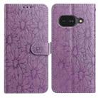 For Google Pixel 9a Daisy Embossed Leather Phone Case(Light Purple) - 1