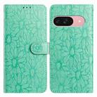 For Google Pixel 10 Daisy Embossed Leather Phone Case(Green) - 1