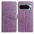 For Google Pixel 10 Pro Daisy Embossed Leather Phone Case(Light Purple) - 1