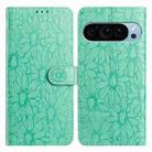 For Google Pixel 10 Pro Daisy Embossed Leather Phone Case(Green) - 1