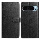 For Google Pixel 10 Pro Daisy Embossed Leather Phone Case(Black) - 1