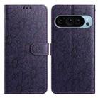 For Google Pixel 10 Pro Daisy Embossed Leather Phone Case(Dark Purple) - 1
