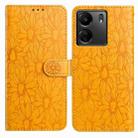 For Redmi 13C 4G Daisy Embossed Leather Phone Case(Yellow) - 1