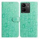 For Redmi 13C 4G Daisy Embossed Leather Phone Case(Green) - 1