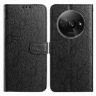 For Redmi A3 Daisy Embossed Leather Phone Case(Black) - 1