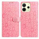 For Redmi Note 14 4G 164.84mm Daisy Embossed Leather Phone Case(Pink) - 1