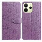 For Redmi Note 14 4G 164.84mm Daisy Embossed Leather Phone Case(Light Purple) - 1