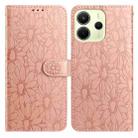For Redmi Note 14 4G 164.84mm Daisy Embossed Leather Phone Case(Rose Gold) - 1