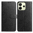 For Redmi Note 14 4G 164.84mm Daisy Embossed Leather Phone Case(Black) - 1