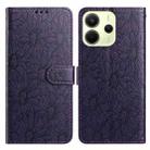 For Redmi Note 14 4G 164.84mm Daisy Embossed Leather Phone Case(Dark Purple) - 1