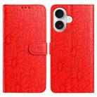 For iPhone 16 Plus Daisy Embossed Leather Phone Case(Red) - 1