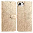 For iPhone 16e Daisy Embossed Leather Phone Case(Gold) - 1