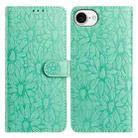 For iPhone 16e Daisy Embossed Leather Phone Case(Green) - 1