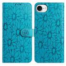 For iPhone 16e Daisy Embossed Leather Phone Case(Blue) - 1