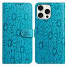 For iPhone 15 Pro Daisy Embossed Leather Phone Case(Blue) - 1