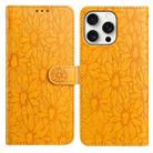 For iPhone 13 Pro Daisy Embossed Leather Phone Case(Yellow) - 1