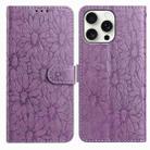 For iPhone 13 Pro Daisy Embossed Leather Phone Case(Light Purple) - 1
