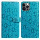 For iPhone 12 / 12 Pro Daisy Embossed Leather Phone Case(Blue) - 1