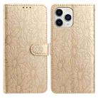 For iPhone 11 Pro Max Daisy Embossed Leather Phone Case(Gold) - 1