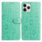 For iPhone 11 Pro Max Daisy Embossed Leather Phone Case(Green) - 1