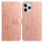 For iPhone 11 Pro Daisy Embossed Leather Phone Case(Rose Gold) - 1
