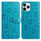 For iPhone 11 Pro Daisy Embossed Leather Phone Case(Blue) - 1