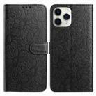 For iPhone 11 Pro Daisy Embossed Leather Phone Case(Black) - 1