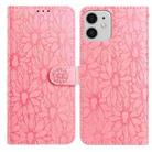 For iPhone 11 Daisy Embossed Leather Phone Case(Pink) - 1