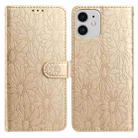 For iPhone 11 Daisy Embossed Leather Phone Case(Gold) - 1