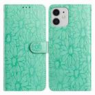 For iPhone 11 Daisy Embossed Leather Phone Case(Green) - 1