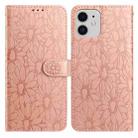 For iPhone 11 Daisy Embossed Leather Phone Case(Rose Gold) - 1