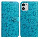 For iPhone 11 Daisy Embossed Leather Phone Case(Blue) - 1