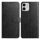 For iPhone 11 Daisy Embossed Leather Phone Case(Black) - 1