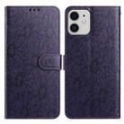For iPhone 11 Daisy Embossed Leather Phone Case(Dark Purple) - 1