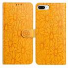 For iPhone 8 Plus / 7 Plus Daisy Embossed Leather Phone Case(Yellow) - 1