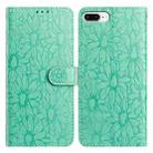 For iPhone 8 Plus / 7 Plus Daisy Embossed Leather Phone Case(Green) - 1