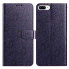 For iPhone 8 Plus / 7 Plus Daisy Embossed Leather Phone Case(Dark Purple) - 1