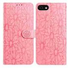 For iPhone SE 2022 / SE 2020 / 8 / 7 Daisy Embossed Leather Phone Case(Pink) - 1