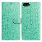 For iPhone SE 2022 / SE 2020 / 8 / 7 Daisy Embossed Leather Phone Case(Green) - 1
