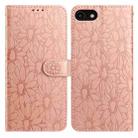 For iPhone SE 2022 / SE 2020 / 8 / 7 Daisy Embossed Leather Phone Case(Rose Gold) - 1