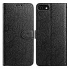 For iPhone SE 2022 / SE 2020 / 8 / 7 Daisy Embossed Leather Phone Case(Black) - 1
