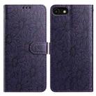 For iPhone SE 2022 / SE 2020 / 8 / 7 Daisy Embossed Leather Phone Case(Dark Purple) - 1