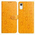 For iPhone XR Daisy Embossed Leather Phone Case(Yellow) - 1