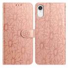 For iPhone XR Daisy Embossed Leather Phone Case(Rose Gold) - 1