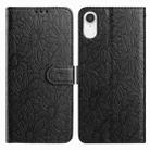 For iPhone XR Daisy Embossed Leather Phone Case(Black) - 1