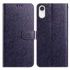 For iPhone XR Daisy Embossed Leather Phone Case(Dark Purple) - 1