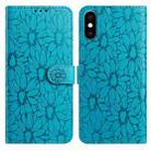 For iPhone XS Max Daisy Embossed Leather Phone Case(Blue) - 1