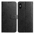 For iPhone XS Max Daisy Embossed Leather Phone Case(Black) - 1